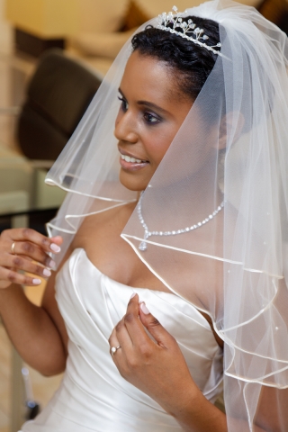 Bride getting ready for her wedding ceremony